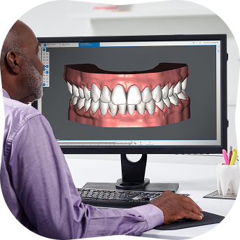 demonstrating SureSmile aligner treatment