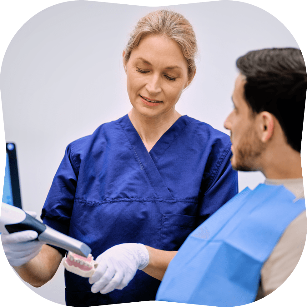 Woman doctor treating patient