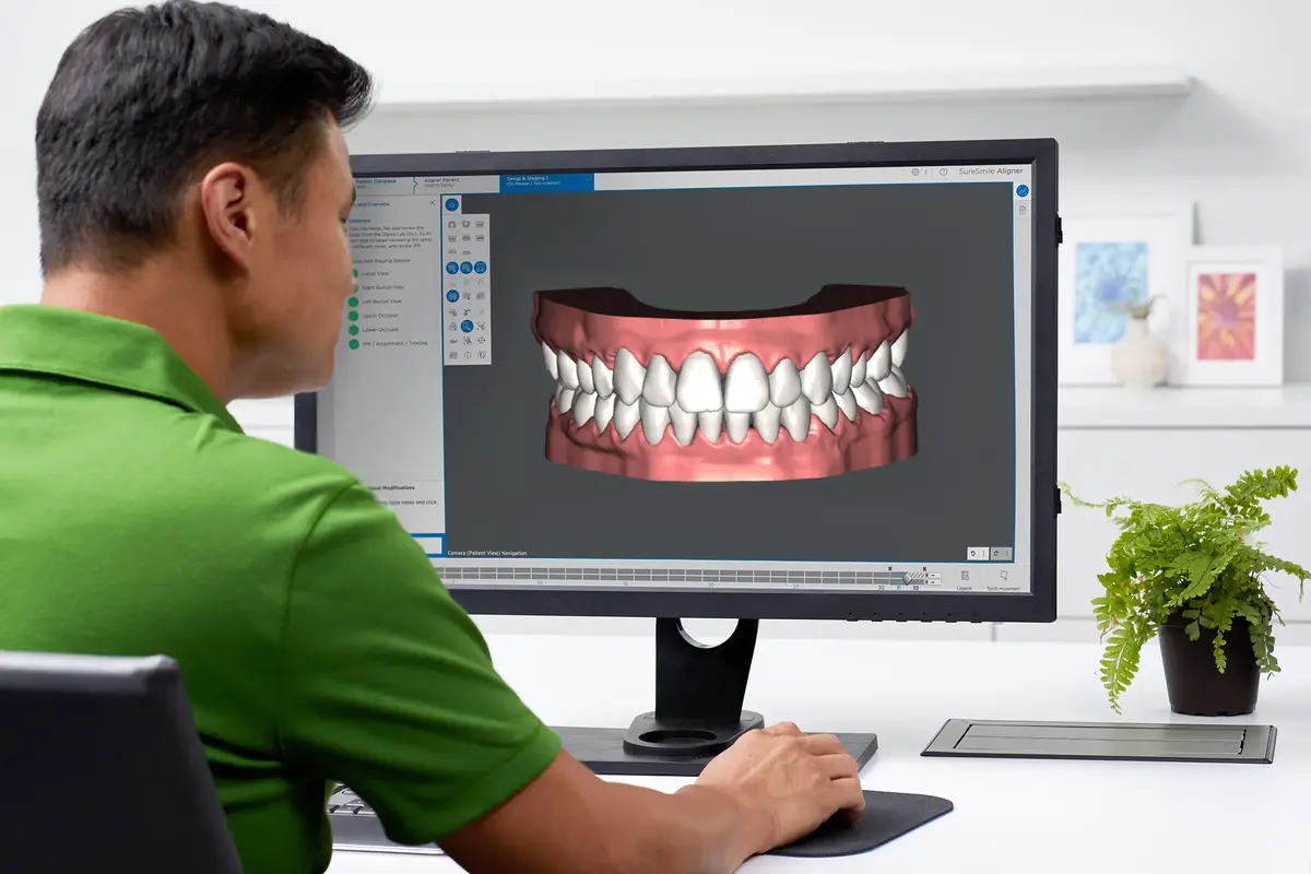 Dental team working efficiently with digital tools in modern office